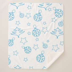 クリスマスツリー、星とボール – シームレスシンプルなクリスマス シェルパブランケット