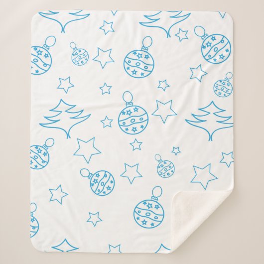 クリスマスツリー、星とボール – シームレスシンプルなクリスマス シェルパブランケット (正面)