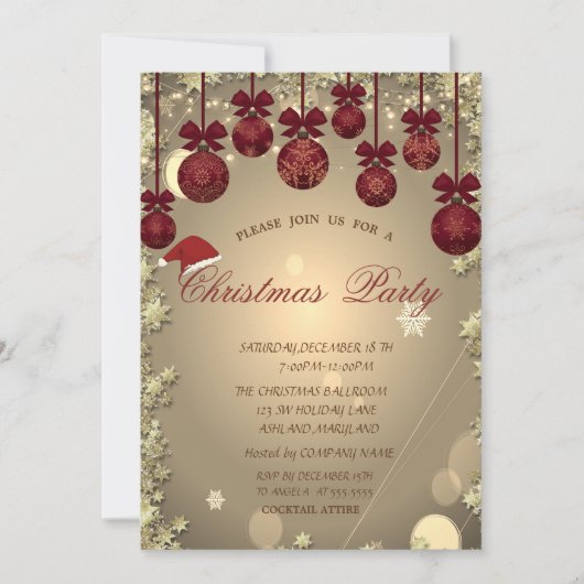 クリスマスツリー,星 クリスマス 会社パーティー 招待状 (正面)