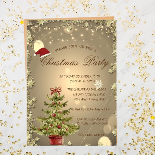 クリスマスツリー,星 クリスマス 会社パーティー 招待状