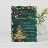 クリスマスツリー,星 緑のクリスマス 会社パーティー 招待状 (スタンド正面)
