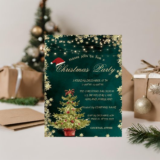 クリスマスツリー,星 緑のクリスマス 会社パーティー 招待状