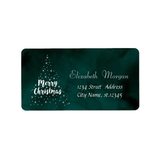 クリスマスツリー，星，緑 ラベル (正面)