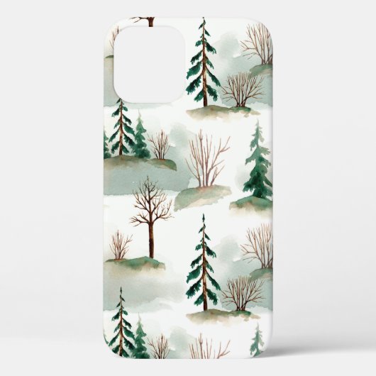 クリスマスツリー、木、茂みのパターン。ブル Case-Mate iPhoneケース (裏面)