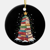 クリスマスツリー 本好き 先生 司書 セラミックオーナメント (正面)
