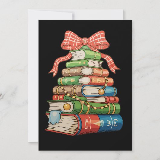 クリスマスツリー 本 読書 ライブラリアン 教師 シーズンカード (正面)