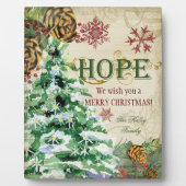 クリスマスツリー 松ぼっくり 希望 雪の結晶 コラージュ フォトプラーク (正面)