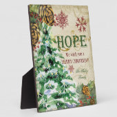 クリスマスツリー 松ぼっくり 希望 雪の結晶 コラージュ フォトプラーク (側面)