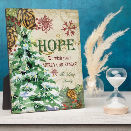 クリスマスツリー 松ぼっくり 希望 雪の結晶 コラージュ フォトプラーク (側面)