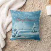 クリスマスツリー、森、メリークリスマス クッション (ブランケット)