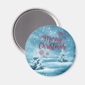 クリスマスツリー、森、メリークリスマス マグネット (正面/裏面)