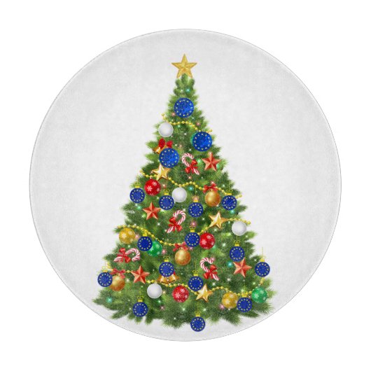 クリスマスツリー – 欧州連合(EU)国旗 | EUユーロ – b カッティングボード (正面)