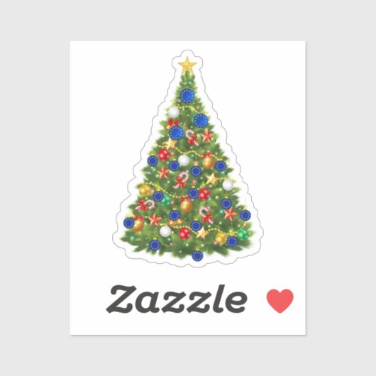 クリスマスツリー – 欧州連合(EU)国旗 | EUユーロ – b シール (シート)