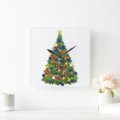 クリスマスツリー – 欧州連合(EU)国旗 | EUユーロ – b スクエア壁時計 (ホーム)