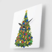 クリスマスツリー – 欧州連合(EU)国旗 | EUユーロ – b スクエア壁時計 (傾斜)