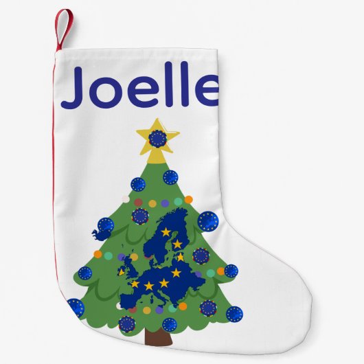 クリスマスツリー – 欧州連合(EU)国旗 | EUユーロ – b スモールクリスマスストッキング (正面)