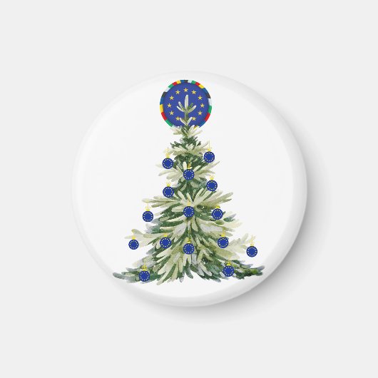 クリスマスツリー – 欧州連合(EU)国旗 | EUユーロ – b マグネット (正面)