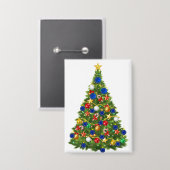 クリスマスツリー – 欧州連合(EU)国旗 | EUユーロ – b 缶バッジ (正面/裏面)