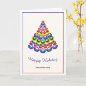 🎄クリスマスツリー – 民俗学スタイルカード カード (黄色い花)