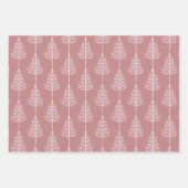 クリスマスツリー、水玉模様ほこりっぽいバラ休日 ラッピングペーパーシート (正面)