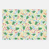 クリスマスツリー、水玉模様、ストライプクリスマス ラッピングペーパーシート (正面3)