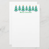 クリスマスツリー、点描、休日の文房具 便箋 (正面/裏面)