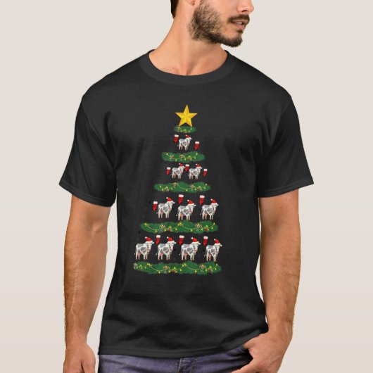 クリスマスツリー 牛 牧場の牛 Xmas オーナメント Tシャツ (正面)