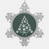 クリスマスツリー 犬好き オーナー ギフト ホリデー スノーフレークピューターオーナメント (正面)