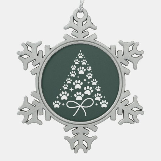 クリスマスツリー 犬好き オーナー ギフト ホリデー スノーフレークピューターオーナメント (正面)