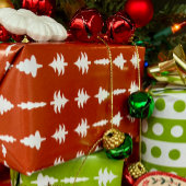 クリスマスツリー 白 赤背景 ラッピングペーパー
