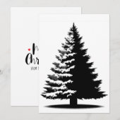 クリスマスツリー 白＆黒 エレガント ディストレスド シーズンカード (正面/裏面)