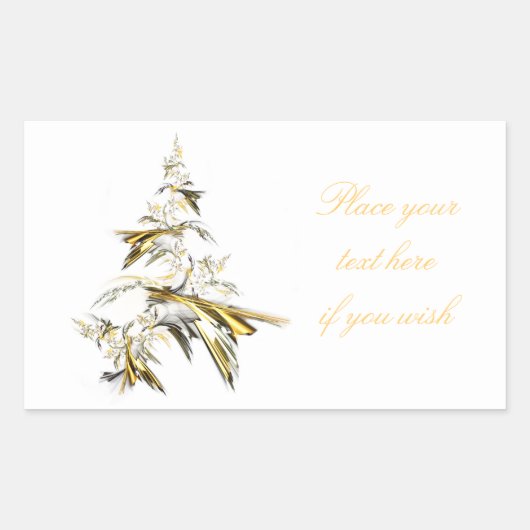 クリスマスツリー（白） 001 長方形シール (正面)