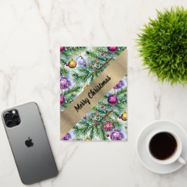 クリスマスツリー 箔グリーティングカード