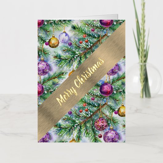 クリスマスツリー 箔グリーティングカード (正面)