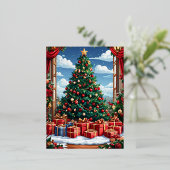 クリスマスツリー 箔シーズンポストカード (立ち正面)