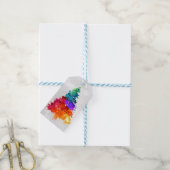 クリスマスツリー、絵を描(ばちゃばちゃ)跳ねる、原色 ギフトタグ (より糸付き)