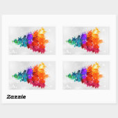 クリスマスツリー、絵を描(ばちゃばちゃ)跳ねる、原色 長方形シール (シート)