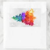 クリスマスツリー、絵を描(ばちゃばちゃ)跳ねる、原色 長方形シール (バッグ)