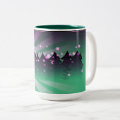 クリスマスツリー 緑の様々な色合い ツートーンマグカップ (正面右)