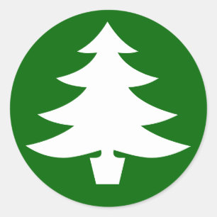 クリスマスツリー、緑 ラウンドシール
