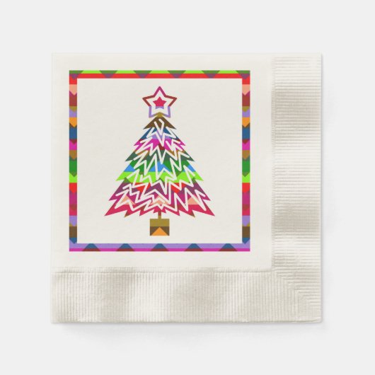 クリスマスツリー 縁ありカクテルナプキン (正面)