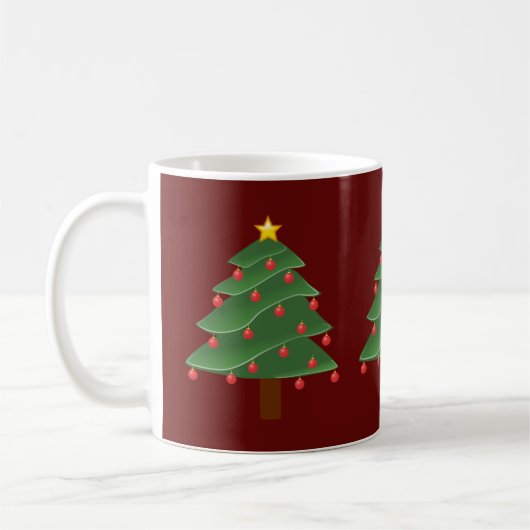 クリスマスツリー 赤いクラシックマグ コーヒーマグカップ (左)