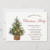 クリスマスツリー、赤いクリスマスパーティー 招待状 (正面)
