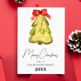 クリスマスツリー 赤いリボン ホリデー グリーティング カード
