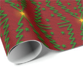 クリスマスツリー、赤い包装紙の星 ラッピングペーパー (ロールコーナー)