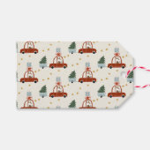 クリスマスツリー 赤い車 イラスト ギフトタグ (正面(横))