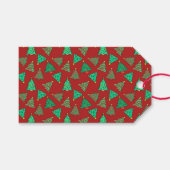 クリスマスツリー | 赤カスタム色 ギフトタグ (正面(横))