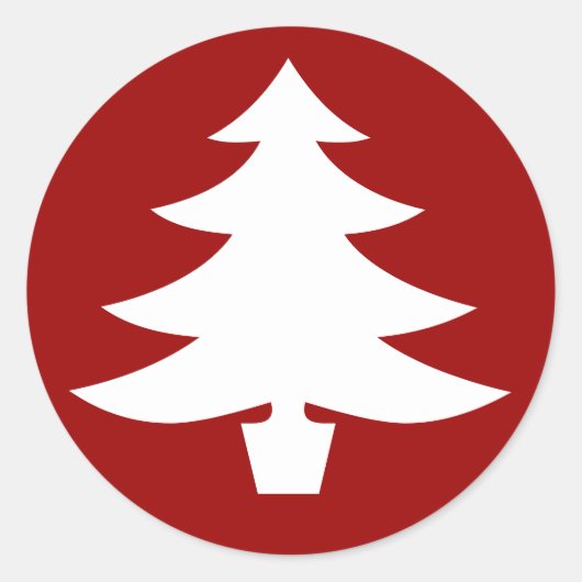クリスマスツリー、赤 ラウンドシール (正面)