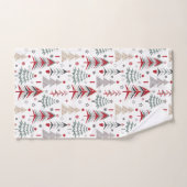 クリスマスツリー。赤、緑 バスタオルセット (ハンドタオル)