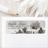 クリスマスツリー、車、雪 ラベル (インサイチュ)